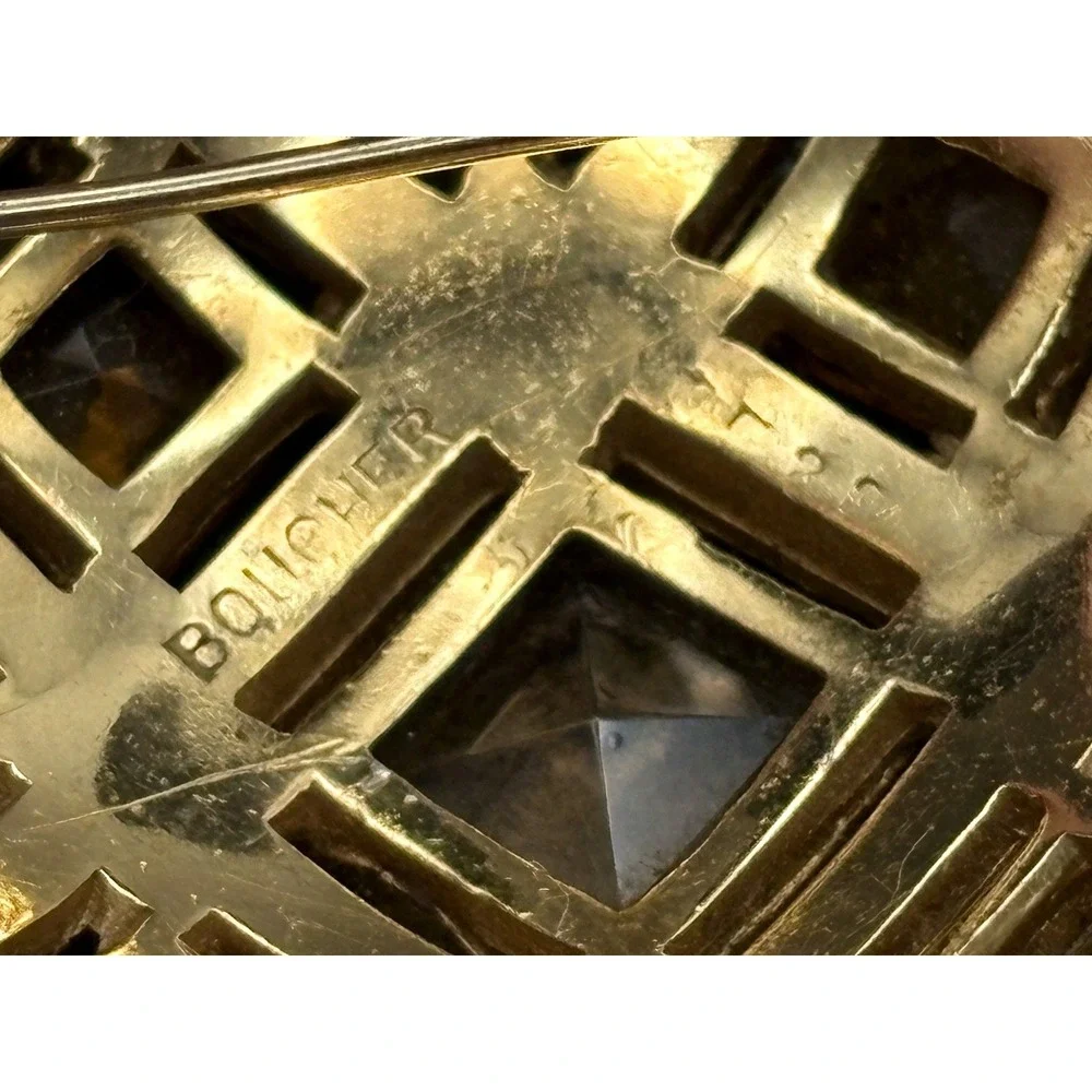 Marcel Boucher Vintage Dome Rhinestone Checkerboard Brooch